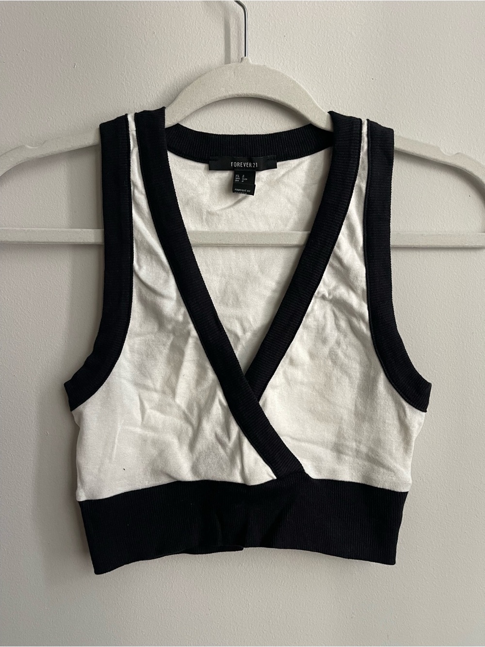 Forever 21 Black and White Ribbed Wrap Tank